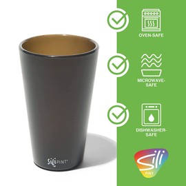Silipint: Silicone Pint Glasses: 4 Pack Smoke - 16oz Reusable Unbreakable Cups, Flexible, Sustainable, Hot/Cold, Non-Slip Easy Grip