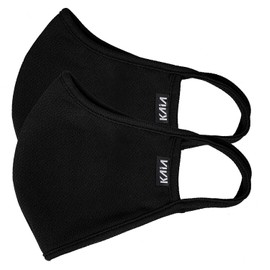 KAIA Face Covering | 2-Layer | Washable | Reusable | Breathable | Dust Filtration | Splash Resistant | Ideal for all outdoor activities such as Cycling & Running | Black (2-pack, Large)
