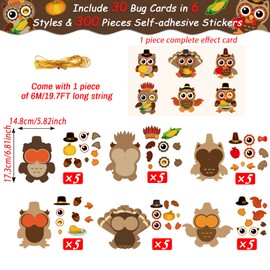 30Pcs Thanksgiving Craft Kits DIY Owl Craft, Thanksgiving Fall Art Craft Make Your Own Card Sticker Set for Home Game Activities