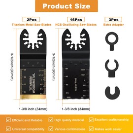 Queleay 18PCS Oscillating Saw Blades, Professional Universal Titanium Multitool Blades for Wood Plastics Metal Quick Release Multi Tool Kits Fit Dewalt Ryobi Milwaukee Rockwell Fein Makita