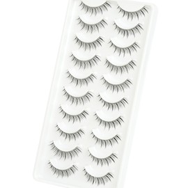 False Lashes Natural Look Eyelashes - 10mm short False Eyelashes Pestañas Postizas Natural Looking Eye Lash Wispy Strip Lashes Pack by EMEDA (X-24)