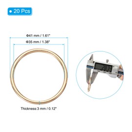 PATIKIL Metal O Rings 40mm / 1.6", 20 Pack Electroplated Zinc Alloy O Ring Buckle Seamless Welded Round Rings for Bags Purse Belts Hardware DIY Craft Dog Leashes, Gold