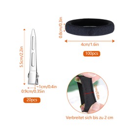 Pack of 120 Hair Bobbles Black Set of 100 Rubber Bands Hair Bands 20 Pieces Silver Hair Clips Hair Scrunchies Women's Braid Bobbles Hair Band Ponytail for Girls Men Women