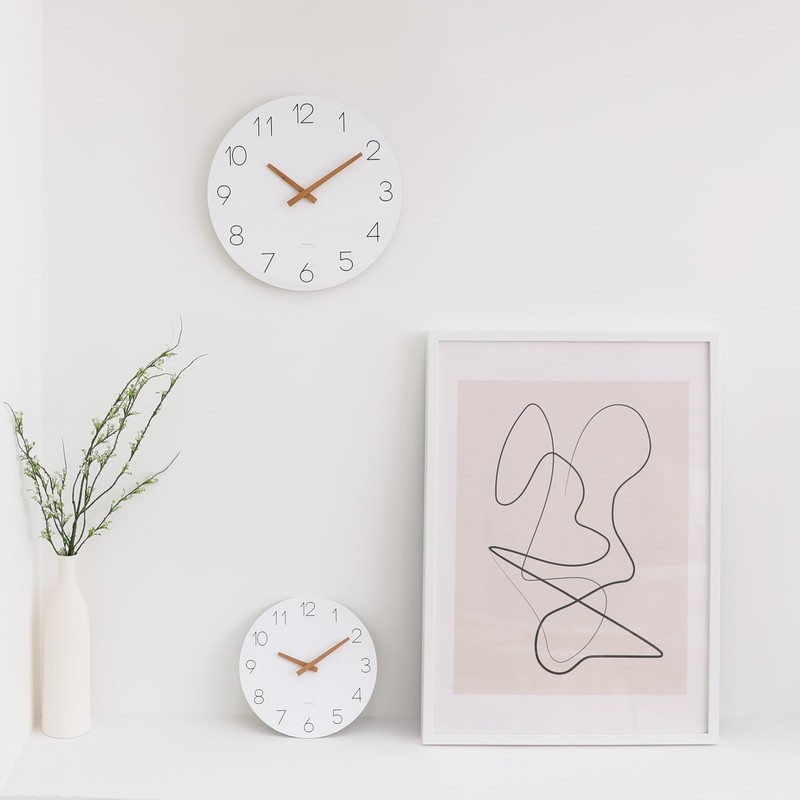 mooas Flatwood Wall Clock (Wood Mini), 9.8" Silent Non-Ticking Sweep