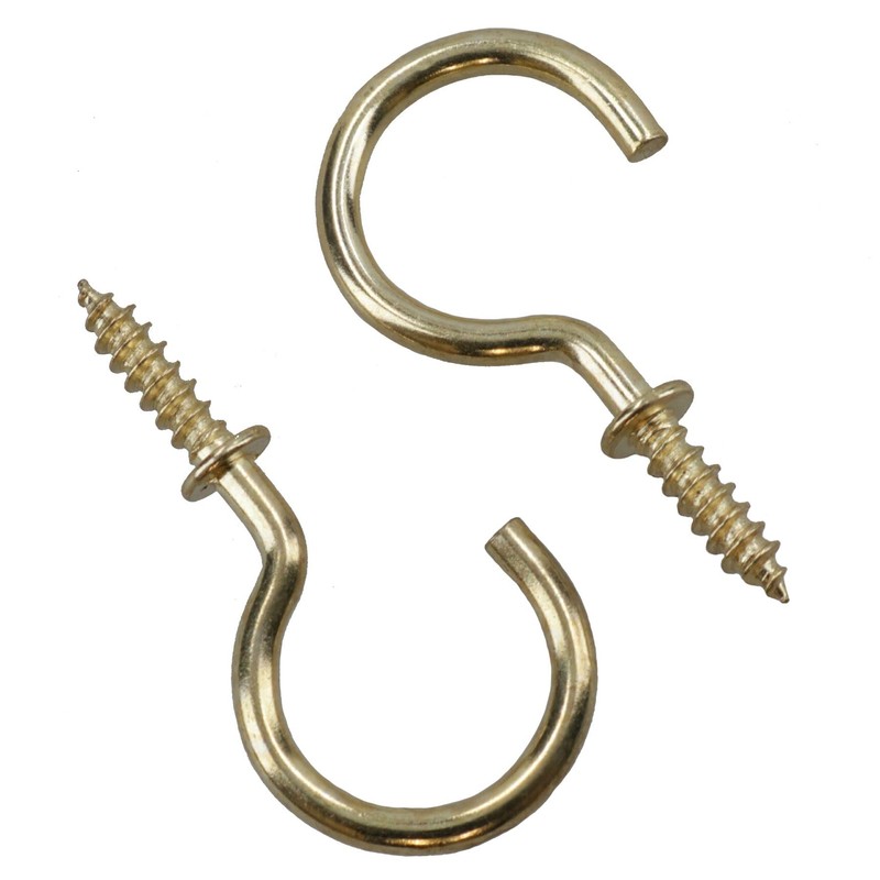 AB Tools Shouldered Screw Hooks Fasteners Hanger Brass Plated 15mm