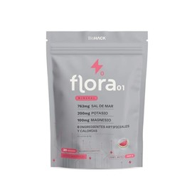 FLORA 01  Mineral  Suplemento Alimenticio de Electrolitos Esenciales  Magnesio, Potasio y Minerales Naturales  Hidratación Diaria  Sabor Sandía  30...