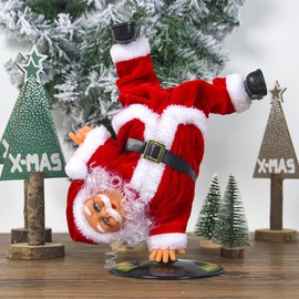 NICEYEA Electric Rotating Handstand Singing Dancing Santa Claus Toy Novelty Christmas Tree Decoration Holiday Party Home Ornament Xmas Gift Funny Toy