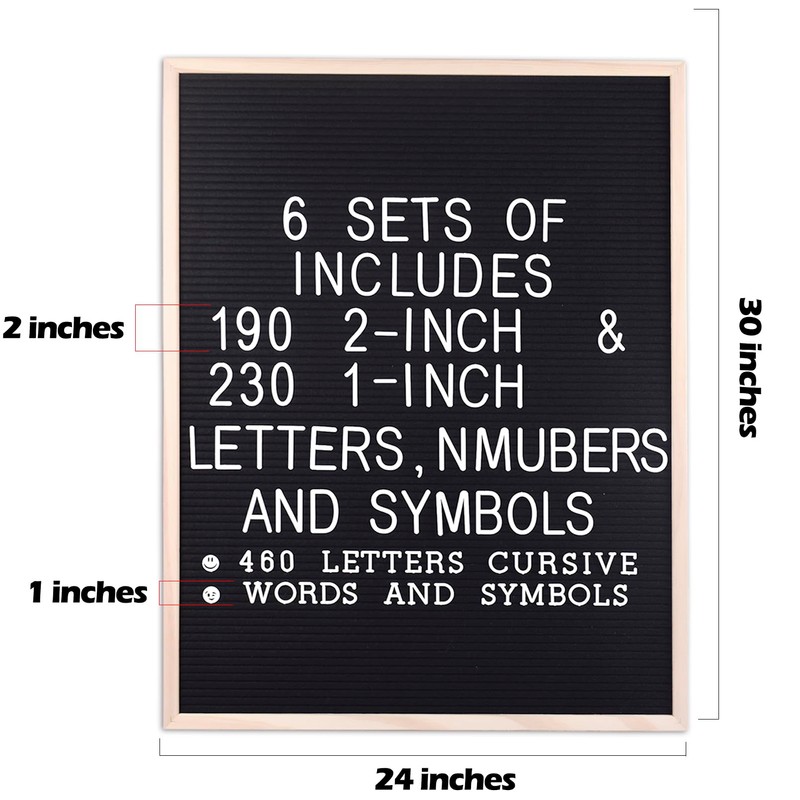 Large Felt Letter Board 24x30 Inch with 6 Sets of
