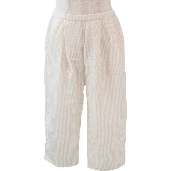 UCHINO Marshmallow Gauze Striped Women's Pants (Large) Beige RBZ11030 L Be