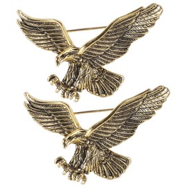 DEARMAMY Vintage Hawk Brooch Pin for Men Women, 2Pcs 4th of July Animal Eagle Suit Pin Hawk Lapel Pin Badge Pin Party Nightclub Jewelry Gift for Independence Day Memorial Day Favor Golden