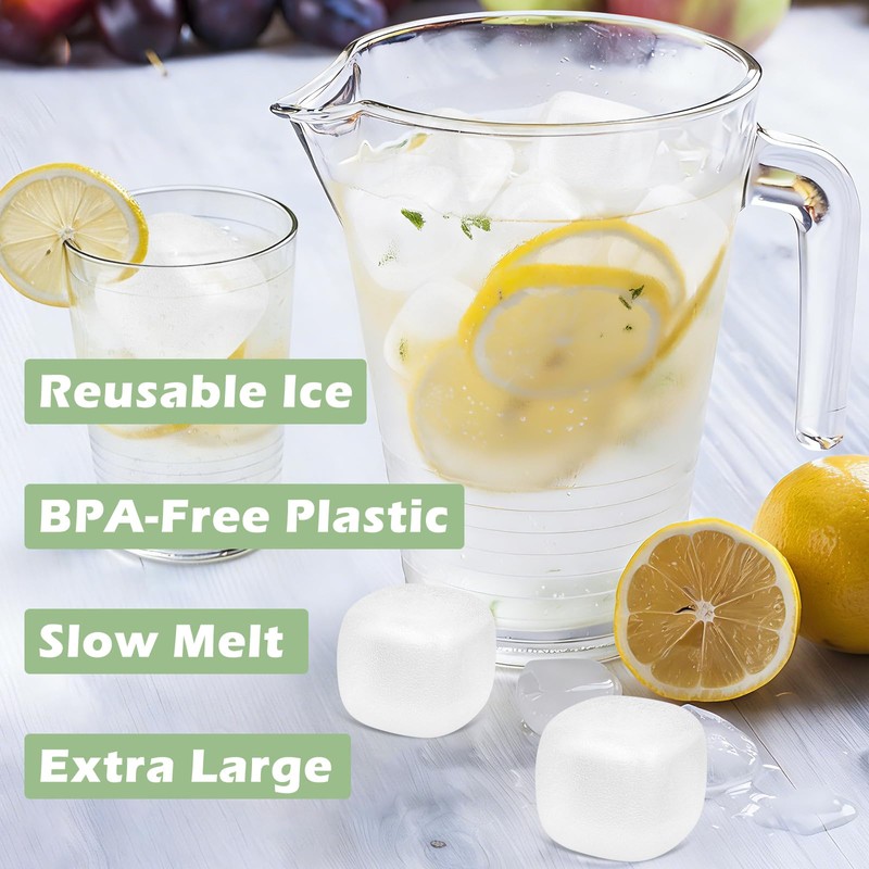 Extra Large Reusable Ice Cubes for Drinks(2” Sq.) - 6