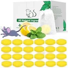 Pest Rodent Repellent, 24 Pack Peppermint Oil Repellent for Mouse Rats Spider Roach Ant Squirrel Pest Control Indoor & Outdoor, Natural Mice Deterrent Replace Trap Poisoning Family & Pet Safe Yellow