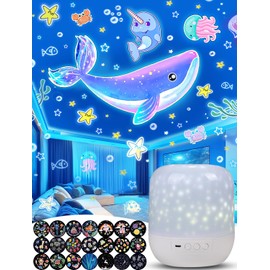 21 Sets of Films + Kids Night Light Projector, Projector Night Light for Kids Bedroom, Ceiling, Star Galaxy Projector with 360° Rotation, Dimmable for Baby Toddler Girl, Christmas, Nursery, Room Decor