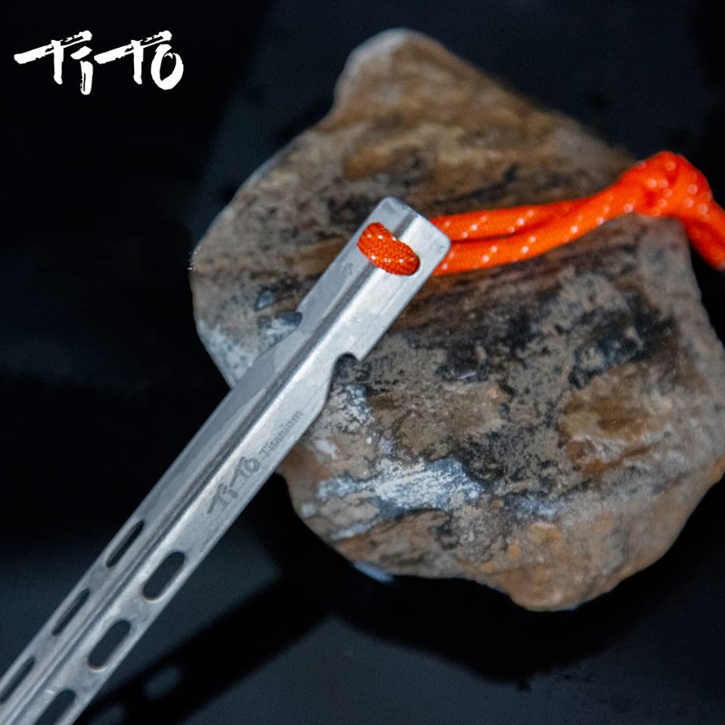 TiTo Titanium Tent Stakes 10X10X160mm 6 Pack V-Shaped Windproof Tent