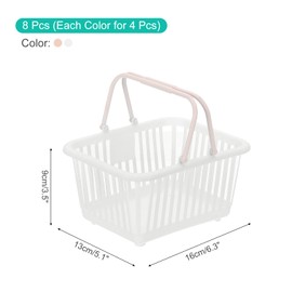 PATIKIL 8PCS Small Plastic Basket,Mini Storage Basket Grocery Tiny Shopping Baskets with Handle Organizer Filtered Water for Organizing Toys Fruits Veggies Snacks, White Pink