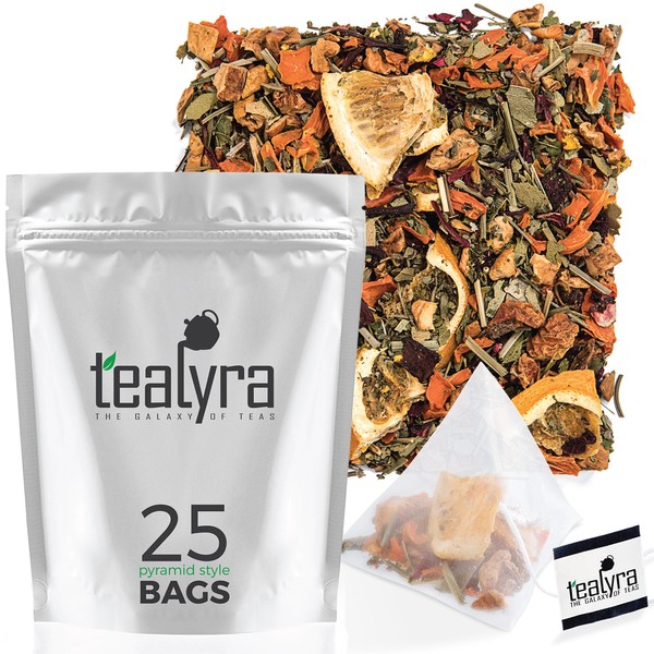 Tealyra - Orange Lemonade - 25 Bags - Hibiscus - Eucalyptus - Lemongrass - Herbal Fruity Loose Leaf Tea - Vitamins Rich - Boost Immune System - Caffeine-Free - Pyramids Style Sachets