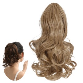 Traziewell Ponytail Extension Long Curly Clip in Claw Hair Extensions Natural Looking Synthetic High Temperature Fibres Hairpieces for Women, 0915