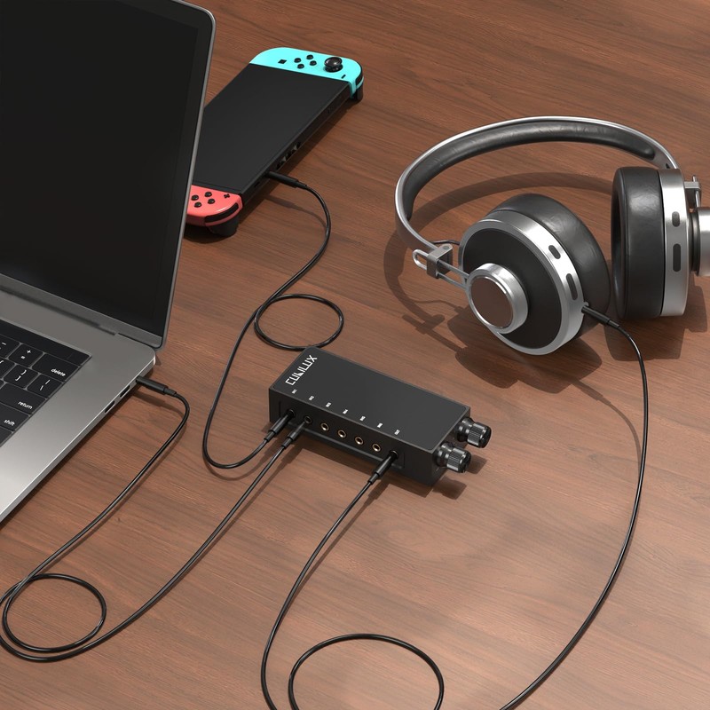 Cubilux 3.5mm 6-in-1 Stereo Audio Switcher with Volume Control &