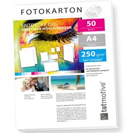 TATMOTIVE F01M50 Photo Paper 250 g Matt White / Laser Printer / DIN A4 / Printable on Both Sides / 50 Sheets