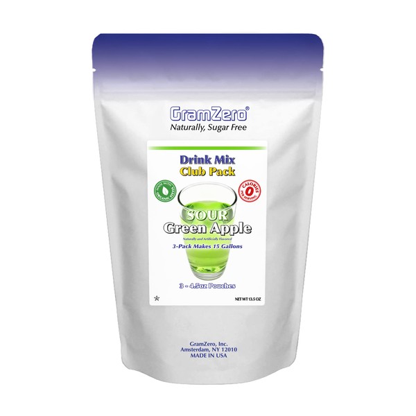 GramZero Sour Green Apple Zero Calorie Sugar Free Drink Mix,