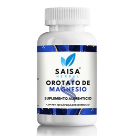 Orotato de Magnesio Puro con 120 cápsulas de 500 mg c/u. SAISA HERBAL