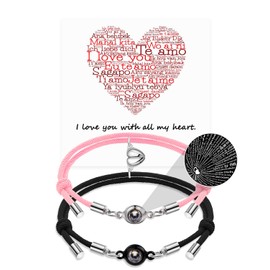 QianSiLi Valentines Gifts for Him Her Matching Bracelets for Couples Boyfriend Girlfriend Gifts Long Distance Bracelets Couple Valentine Gifts for Him Her Boyfriend Girlfriend Gift Birthday Valentine