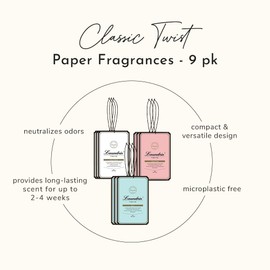 Laundrin Paper Fragrance Variety 9pk - Classic Fiore (3), Classic Floral (3), No. 7 (3), Closet Freshener - Closet Deodorizer Odor Eliminator - Sachets for Drawers and Closets - Drawer Fresheners