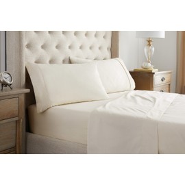 Waverly Cotton Cooling Solid Bedding Sheets & Pillowcases Set, Cal King, Ivory, 4 Piece