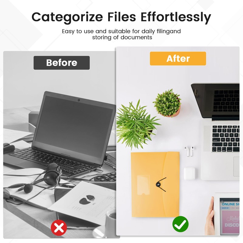 13 Pocket Expanding File Folder Accordian File Organizer, A4 Letter