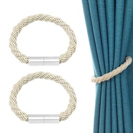 SULIUDAJI Pack of 2 Magnetic Curtain Tiebacks, Tiebacks for Curtains with Magnet, Curtain Holders, Curtain Holders, Decoration Curtains Accessories, Beige
