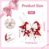 GORGECRAFT 2Pcs Wreath Bow Polyester Red White Love Heart Pattern