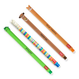 LEGAMI - Set of 4 Erasable Gel Pens, Friends_2, Black, Blue, Green, Red Ink, Pack of 4