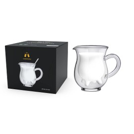 LEMONSODA Insulated Double Wall Milk Pitcher - Creamer, Tea, Milk, Coffee Pitcher - Cute Cow Design - Hand Protection - (Creamer (250 mL))