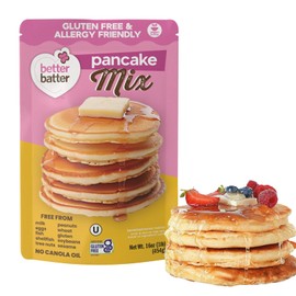 Better Batter Pancake Mix | Certified Kosher, Vegan & Gluten Free Mix for Baking Top 9 Allergen-Free Perfect for Fluffy Pancakes! Just Add Water, Eggs & Butter Hostess Kitchen Cooking Gifts 1LB Pouch