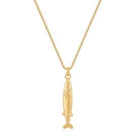 MUYAN Gold Anchovy Fish Pendant Necklaces for Women Trendy Sardine Necklace Ocean Beach Jewelry