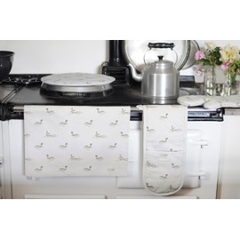 Sophie Allport - Hare Tea Towel, 100% Cotton, 45cm x 65cm, Home Kitchen Towel with Hanging Loop