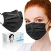 50 PCS Black Disposable Face Masks 3-Ply Filter Earloop Mouth