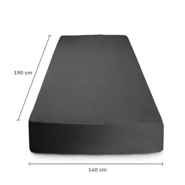 Flowen Fitted Sheet, 140 x 190 cm, Microfibre Fitted Sheet Dark Grey for Bed, Breathable, Hypoallergenic Bed Sheet, Anti-Mite, Lightweight, Soft and Wrinkle-Free, with 30 cm Deep Pocket, Machine