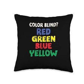 Color Blindness Test Red Green Blue Yellow Gift Funny Color Blindness Test | Red Green Blue Yellow Throw Pillow, 16x16, Multicolor
