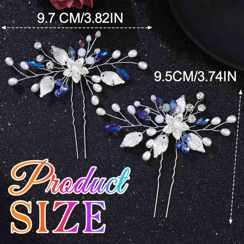 EASEDAILY Flower Bridal Hair Pins Silver Rhinestone Wedding Hair Accessories