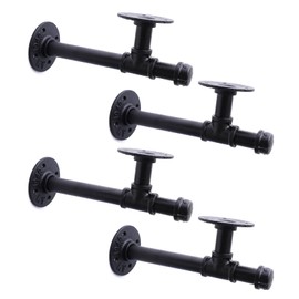 3/4" Industrial Pipe Shelf Brackets, Black Iron Wall Mounted DIY Shelving Brackets Hanging Custom Pipe Brackets for Floating Shelves (4, 10 Inch)