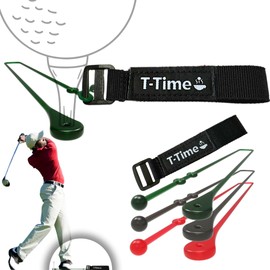 T-Time® Golf Tee Anchor Leash & Tether – US Patented – Keeps Tees in Place for Driving Range and Simulator Practice, 1 Strap + 3 Silicone Strings (Pink, Green, Grey)