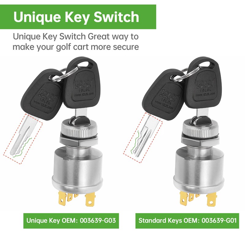10L0L Golf Cart Unique Key Switch for EZGO TXT, Medalist,