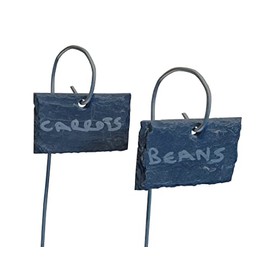 Set of 10 Natural Slate Weather Resistant Plant Labels Greenhouse Gift Price Tags Flower Markers 6cm x 4cm Landscape, Grey