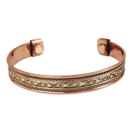 Touchstone Handcrafted Copper Brass Beautiful Attractive Patterns Magnetic Tibetan Bracelet In Two Tones For Men And Women.