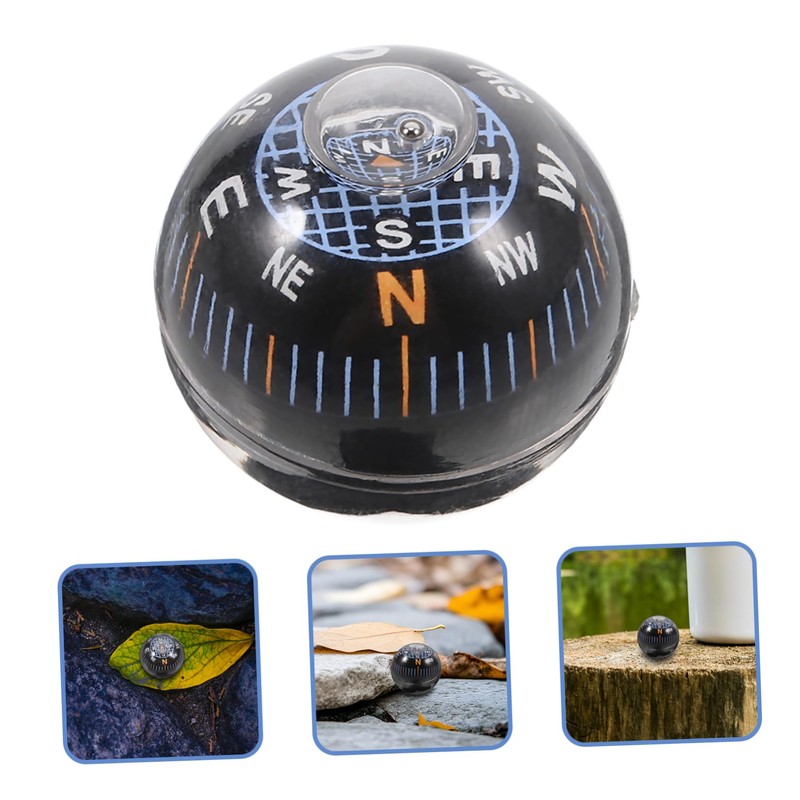 Totority Mini Black Ball Compass for Car Dashboard Durable Plastic