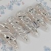 Silver Embedded Wave Handmade Nail Tips - Square L /