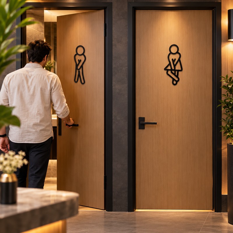 Funny Restroom Door Sign for Bathroom – 2D Acrylic Decorative