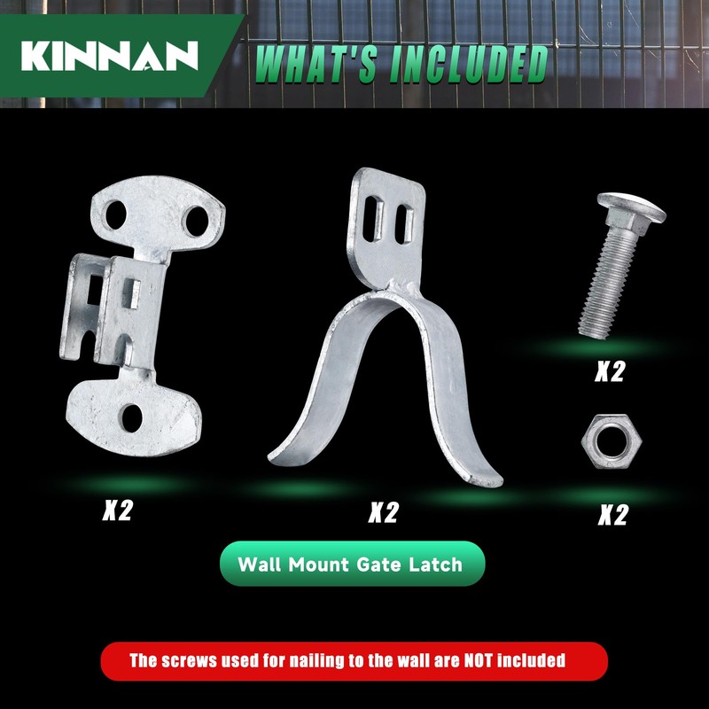 KINNAN 1-5/8'' Flat Back Wall Mount Fork Gate Latch, Chain