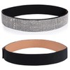YooAi Rhinestone Elastic PU Leather Belt Shiny Crystal Stretch Waist